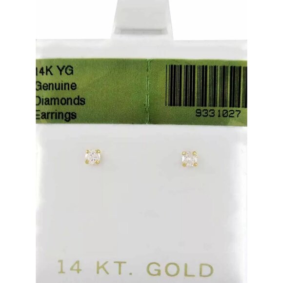 Genuine Diamond Stud Earrings 14k Gold
